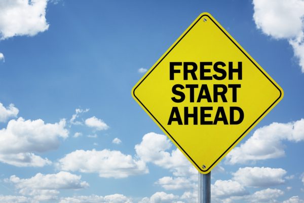 Fresh start ahead road sign