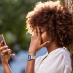 Outdoor portrait of a Young black African American young woman t